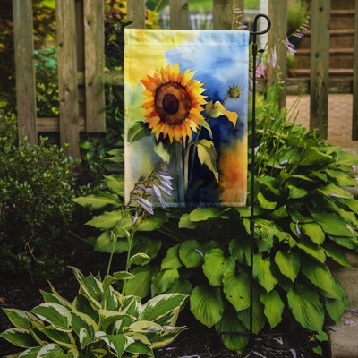 Tournesols dans un drapeau de jardin aquarelle