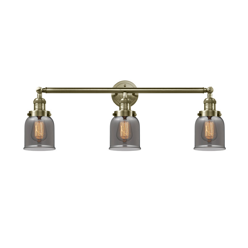 Éclairage pour salle de bain 3 lumières Aponte Bell, Laiton antique, Plaqué couleur fumée, Ampoule non incluse