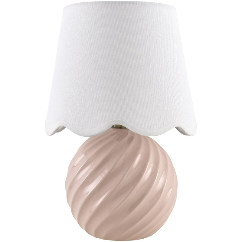 Wyatan Table Lamp, Pink, White Linen