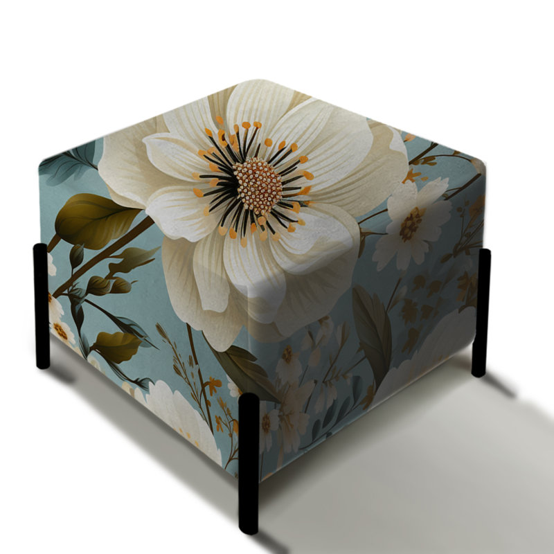 Motif floral orange rustique élégant II - repose-pieds carré floral