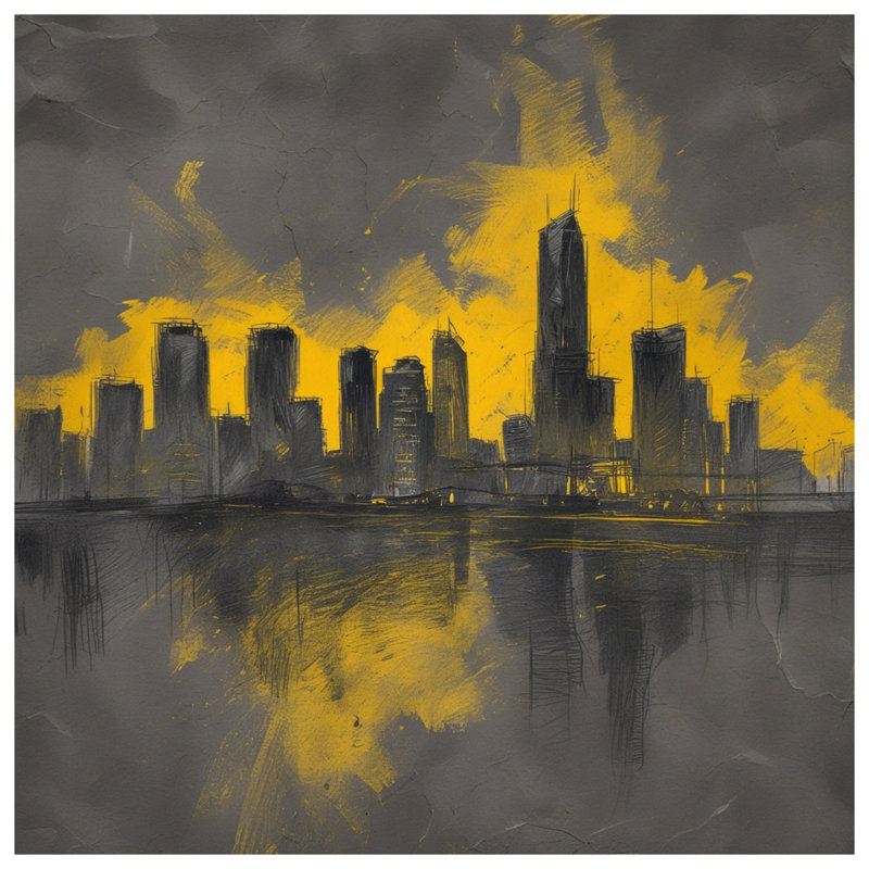 Housses de couette Yellow City Skyline, Très grand lit