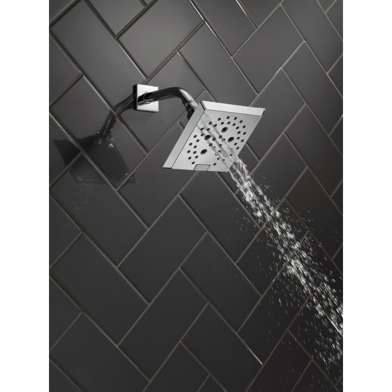 Pomme de douche carrée moderne à 5 jets H2Okinetic 1,75 gallons par minute, Chrome chrome