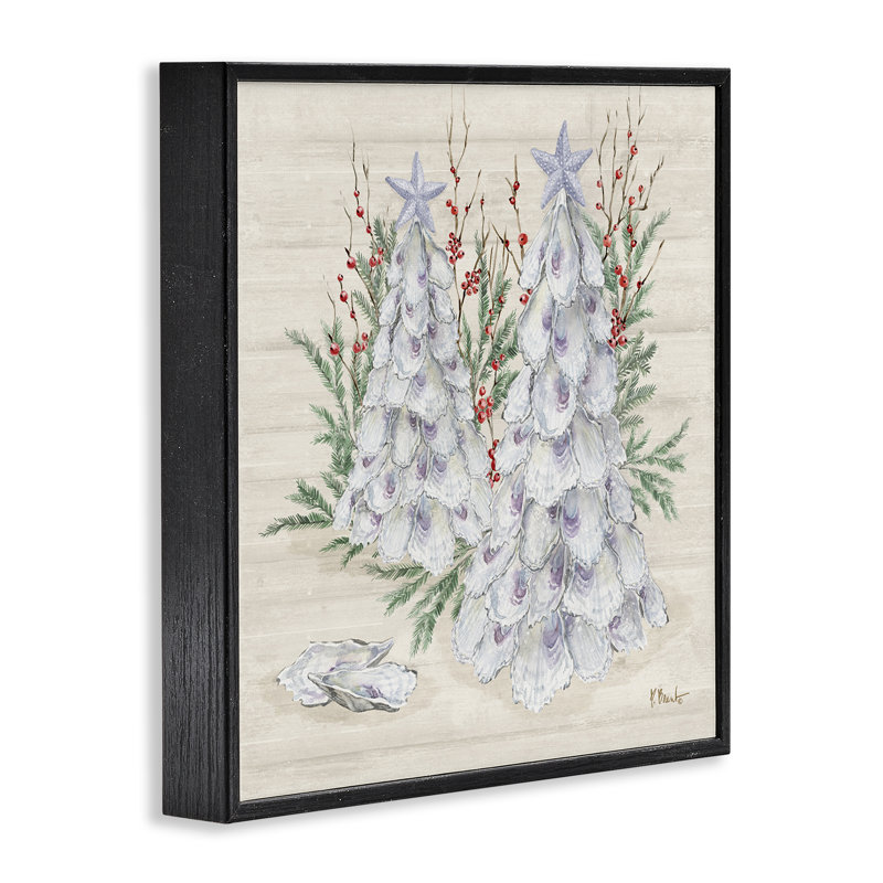«Seashells & Holly Trees», art de la giclée encadrée par Paul Brent, H 24 po x l 24 po, Giclée encadrée noir minuit
