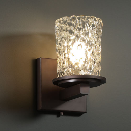 Leroux Glass Armed Sconce, Dark Bronze, Amber