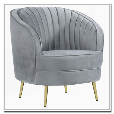 Channel Tufted Velvet Chair with Gold Legs