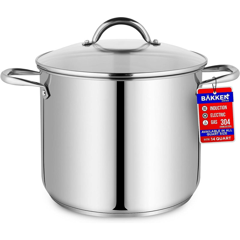 Bakken-Swiss 14-Quart Stainless Steel Stockpot with Glass Lid