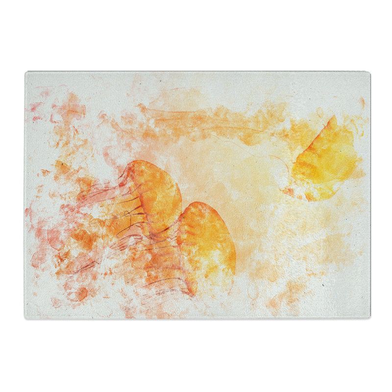 Tempered Glass the Orange Jellyfish Chopping Board, 20 cm x 28.5 cm