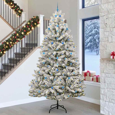 Artificial Christmas Tree Green and White PVC and Metal