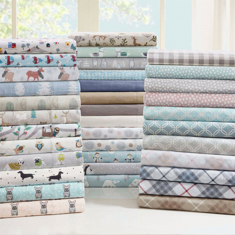 Ensemble de draps imprimés à carreaux à chevrons, Couvre-lit simple + 2 pièces supplémentaires