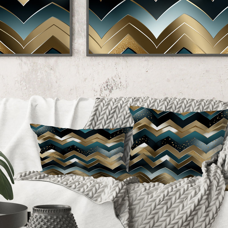 Metallic Chevron Elegance Patter - Chevron Polyester Pillow