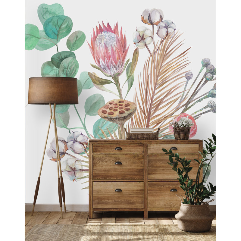 Floral Wall Mural, 8.34" W x 100" L, Vinyl