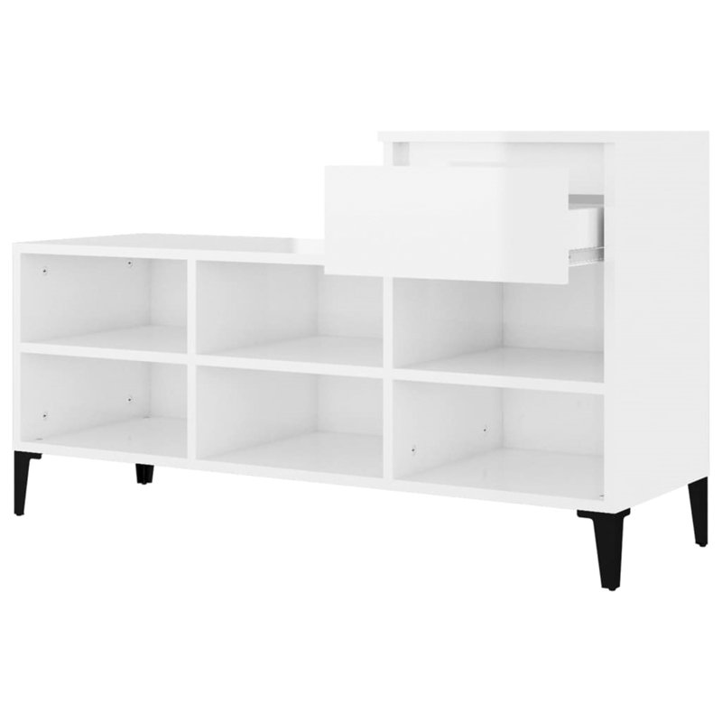 6 Pair Shoe Storage Cabinet, High Gloss White