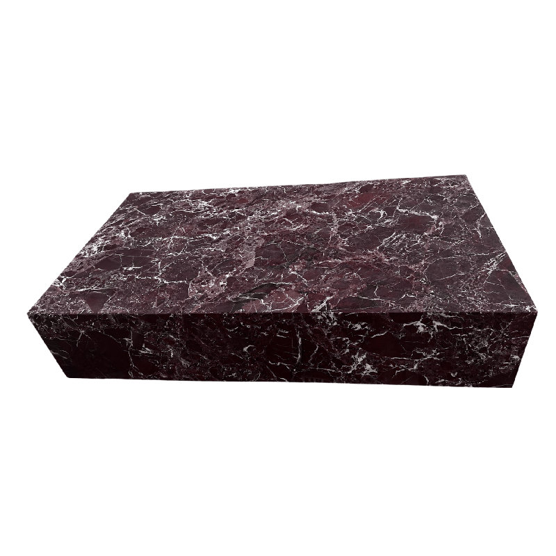 Table basse en marbre véritable - marbre Rosso Levanto, très grand 54 po