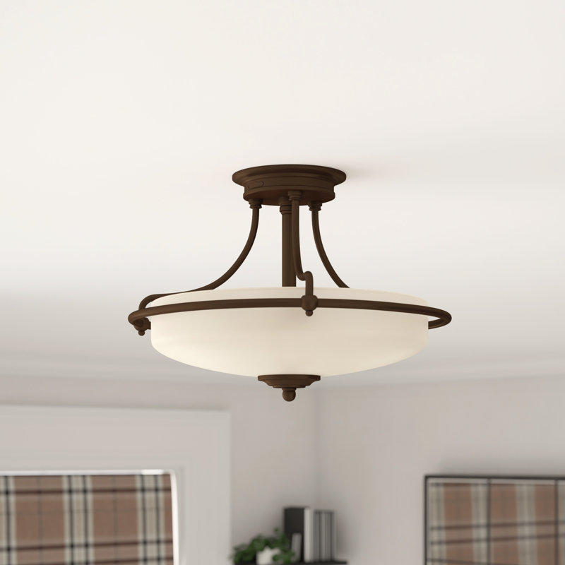Rockwood Glass Semi Flush Mount, Palladian Bronze Metal