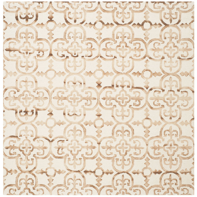 Pimentel Hand Tufted Wool Geometric Rug, Square 7'