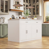 61”W Kitchen Island With 2 Drawer 4 Door