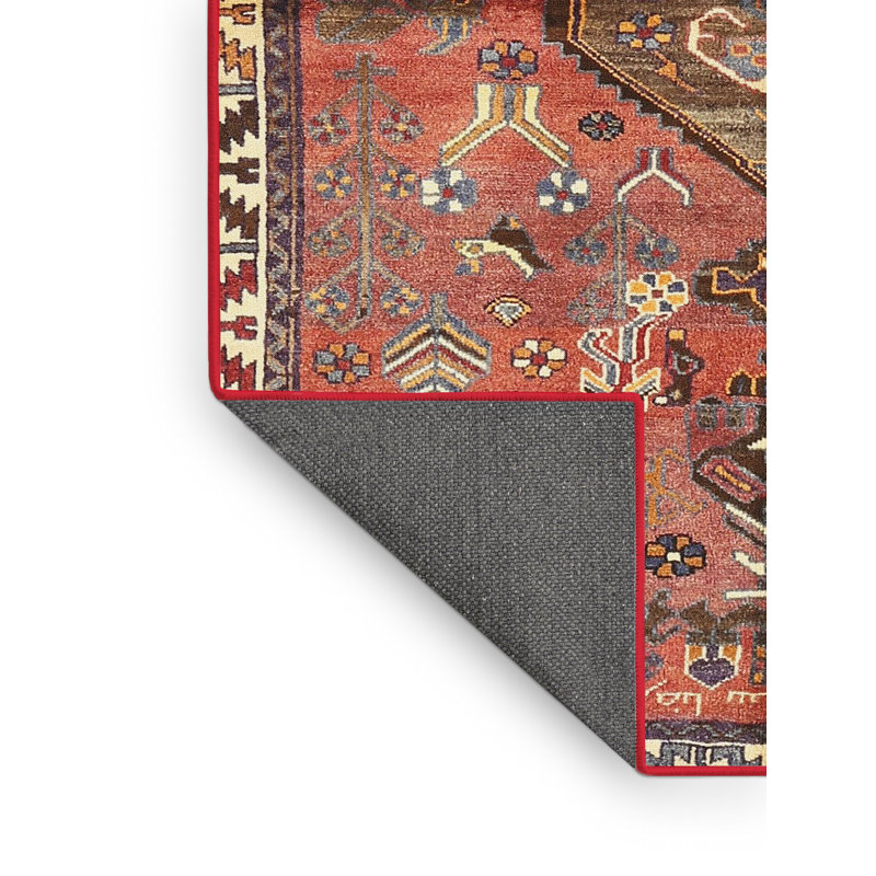 Tapis traditionnel marron/noir/bleu, Rectangle 3 pi x 5 pi