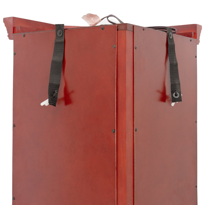 Cabinet Lighted Corner Display, Glass Display Shelf Shelving Bar Cabinet With Tempered Glass Door, Cherry