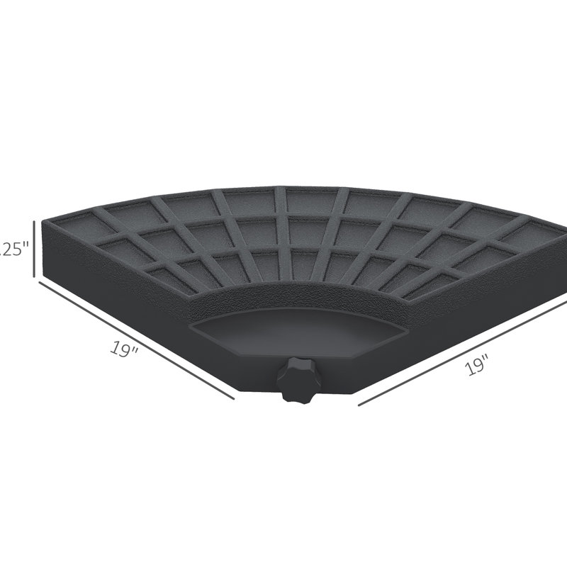 Base de parasol en porte-à-faux décalée, 4 pièces rondes robustes, 52 litres d'eau ou capacité de sable de 112 lb, base noire résistante, pour et parasols,
