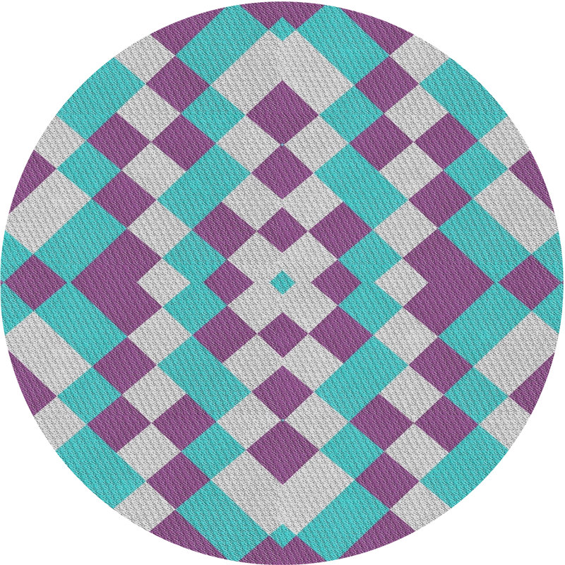 Tapis décoratif bleu géométrique Schermerhorn, Rond 5 pi