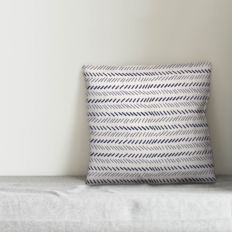 Chevron Throw Pillow, 20" x 20", White/Navy Geometric 1