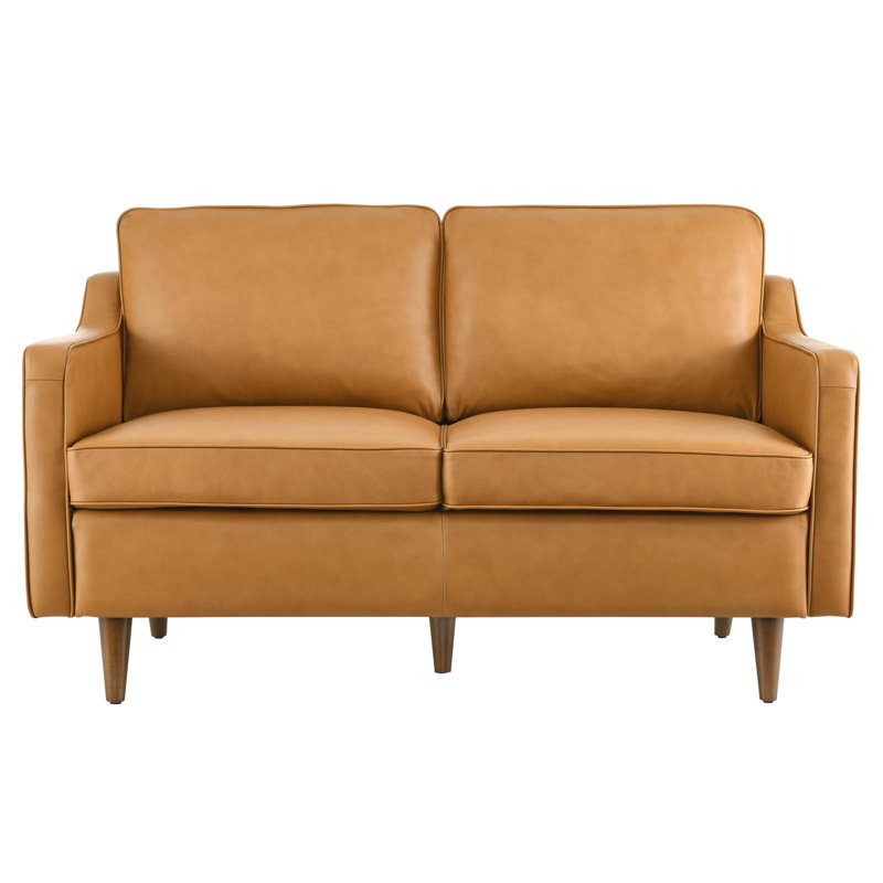 Impart Genuine Leather Loveseat, Tan Genuine Leather