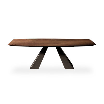 Minimalist solid wood dining table in walnut color