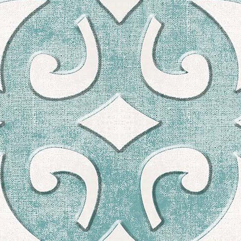 Tapis bleu sarcelle / blanc en polyester tissé à la machine Novelty, Nouveauté 3 pi 3 po x 5 pi 3 po