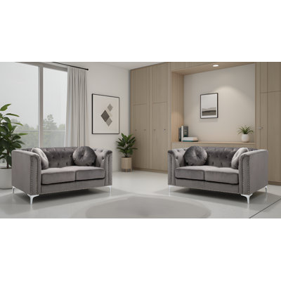 Ensemble de 2 causeuses en velours gris foncé Colmar