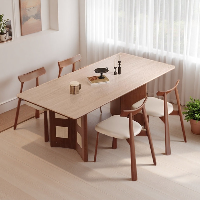 Table de salle à manger de style français rétro et simple, Beige