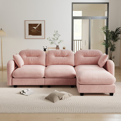 Canapé modulaire en L 107 po en chenille avec canapé