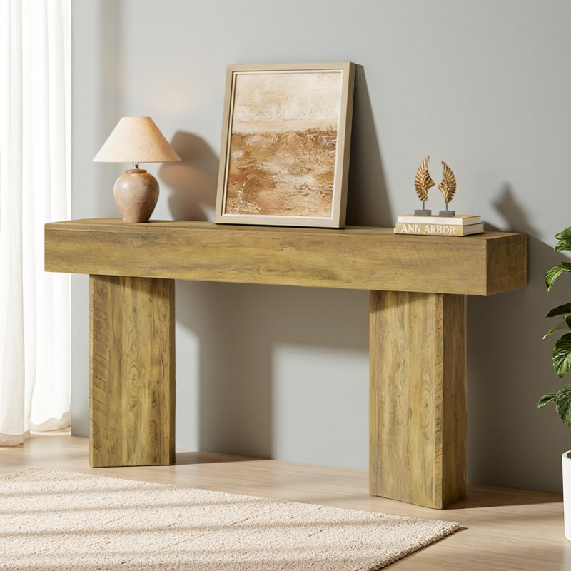 Table d'appoint rustique, console compacte, canapé