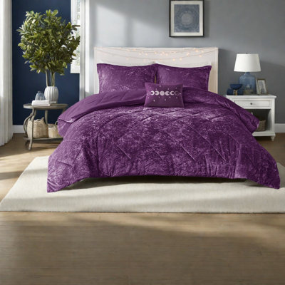 Luxurious Velvet Bedding Sets, Purple Comforter With Hypoallergenic Fill For Home Decor
