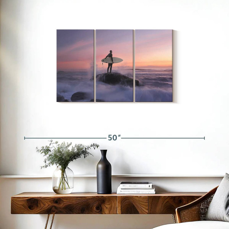 Senne surfeur sur planche, H 20 po x l 33 po