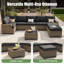 Ensemble de conversation modulaire de patio 9 pièces en résine tressée spéciale PE avec coussins de 10 cm et table basse-1422458577