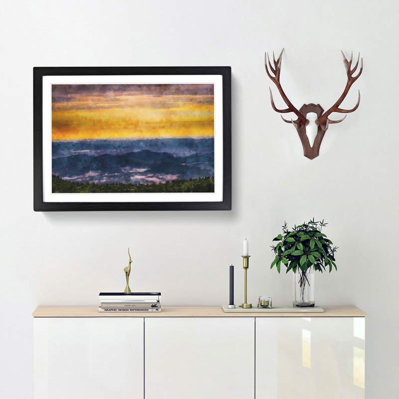 Mountain View in North Carolina - Picture Frame Graphic Art Print, 45cm H x 63cm W x 2cm D, Black Framed