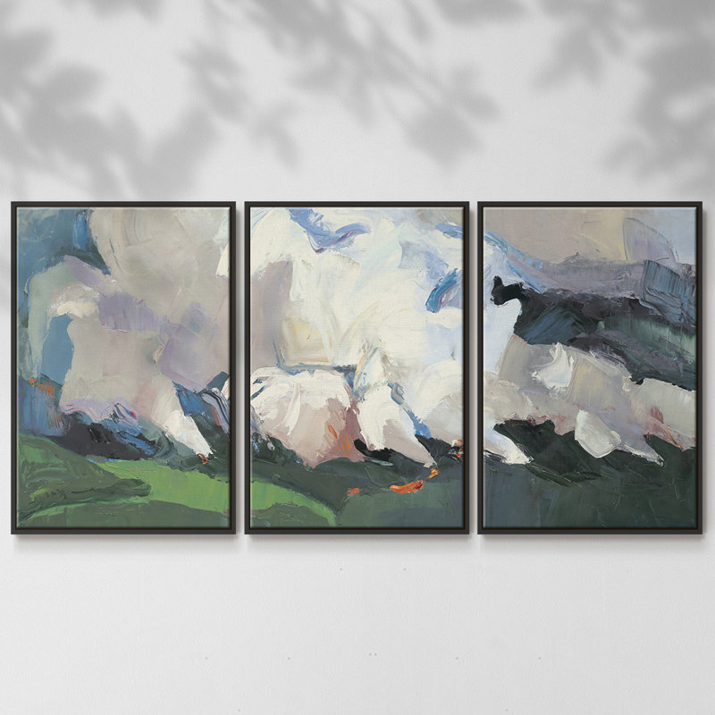 " Meadow Valley Fire " 3 - Pieces, Black, 24" H x 48" W x 2" D