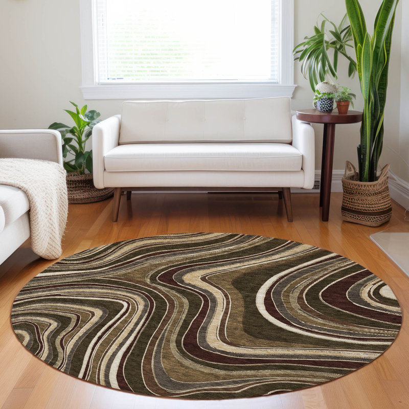 Premium Machine Washable Prisco Fudge Rug, Round 8'