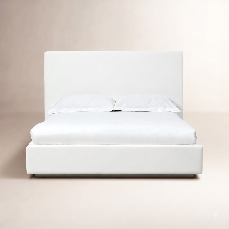 Baccarat Upholstered Platform Bed, Queen, White