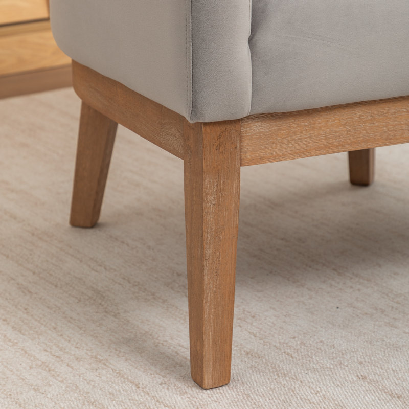 Fauteuil avec pieds en bois massif, Grey