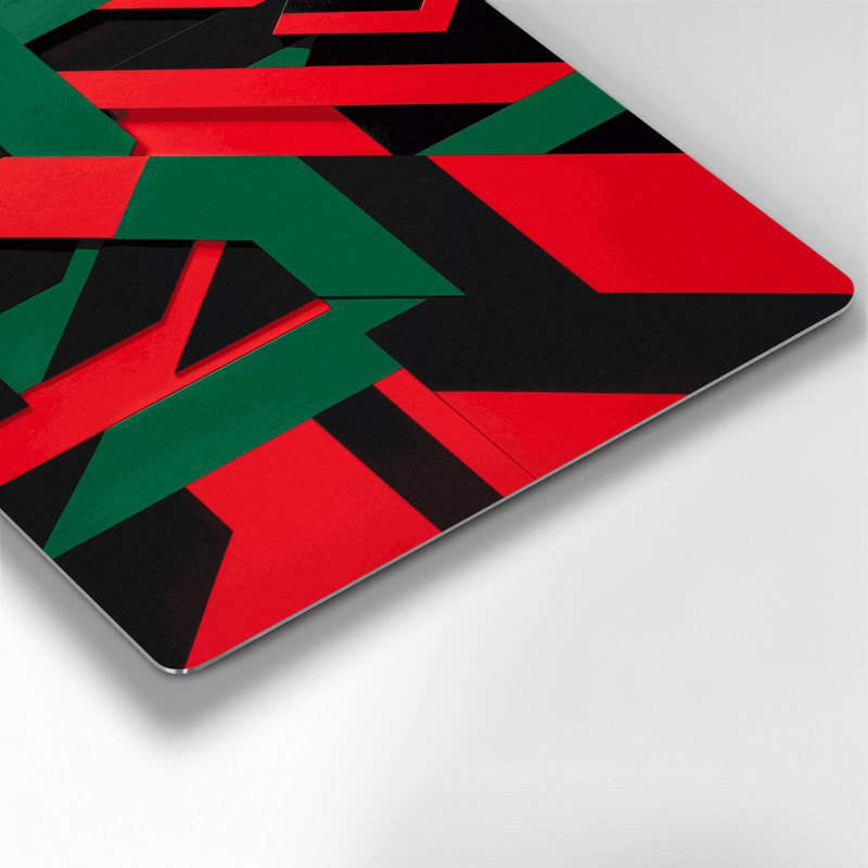«Geometric Abstraction 16», art mural en métal noir, H 11 po x l 14 po