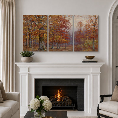 "Autumn Forest Path", art de l'entrée, impression sur toile encadrée, 3 pièces 