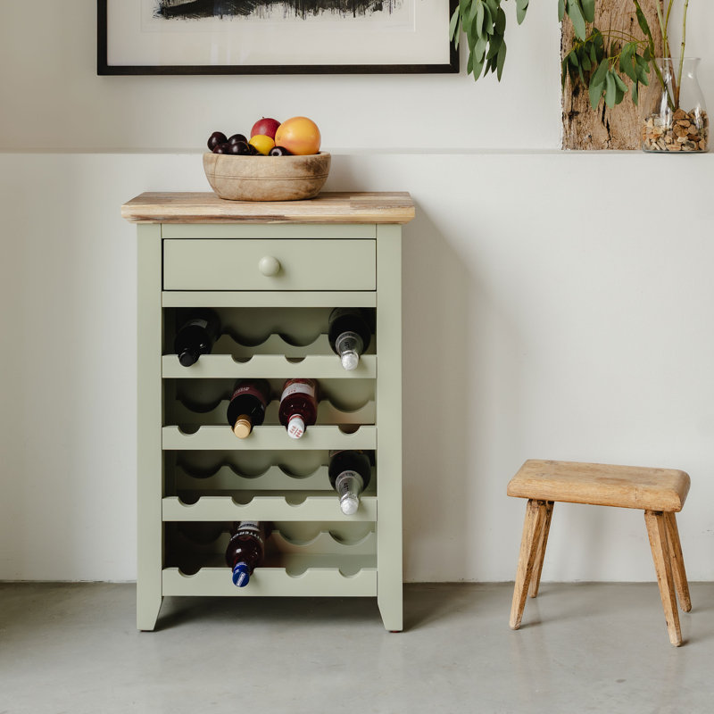 16 Bottle Floor Wine Bottle Rack in, Sage Green