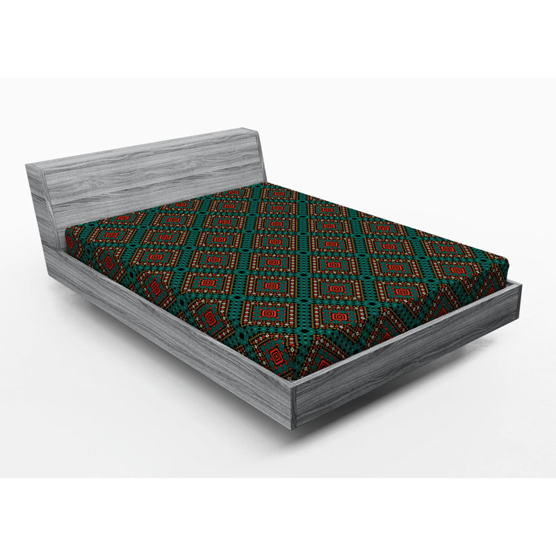 Microfiber Geometric Fitted Sheet, Queen Fitted Sheet