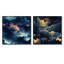Noir Skies Moody Patterns - Ensemble de 2 collages carrés abstraits-101847832-101847833