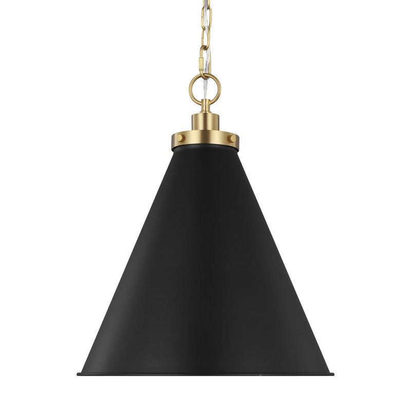 Wellfleet 1 - Light Pendant, Burnished Brass, Midnight Black, 19" H x 15.625" W x 15.625" D