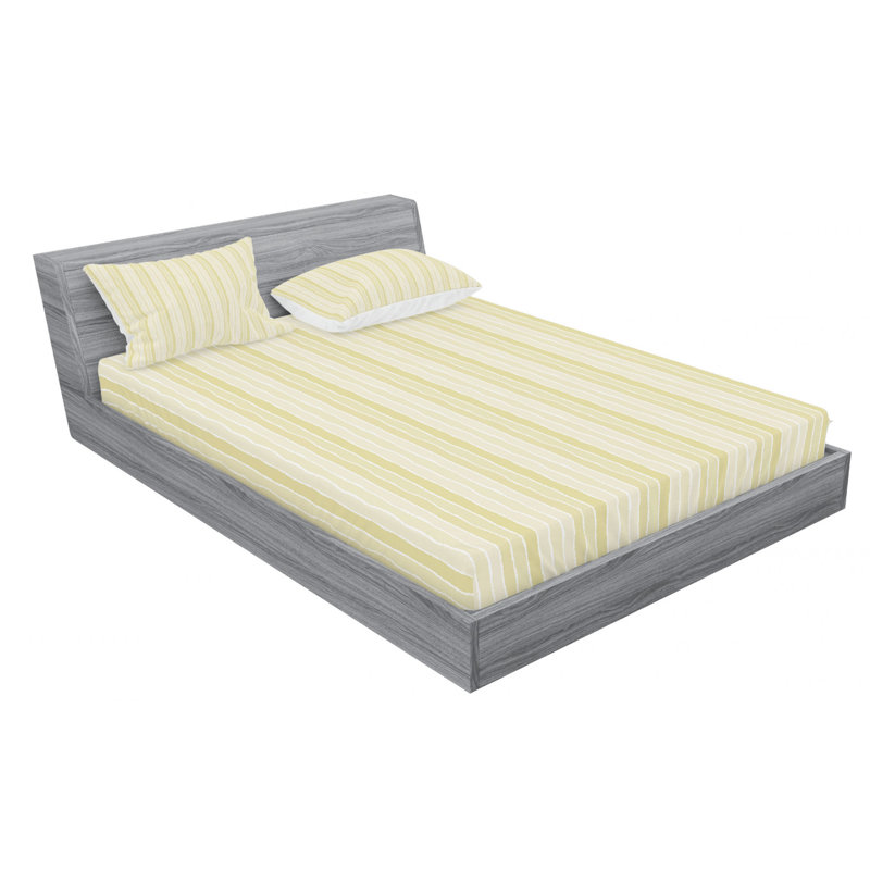 Microfiber Striped Sheet Set, Twin Sheet Set + Fitted Sheet + 1 Pillowcase, Pale Yellow