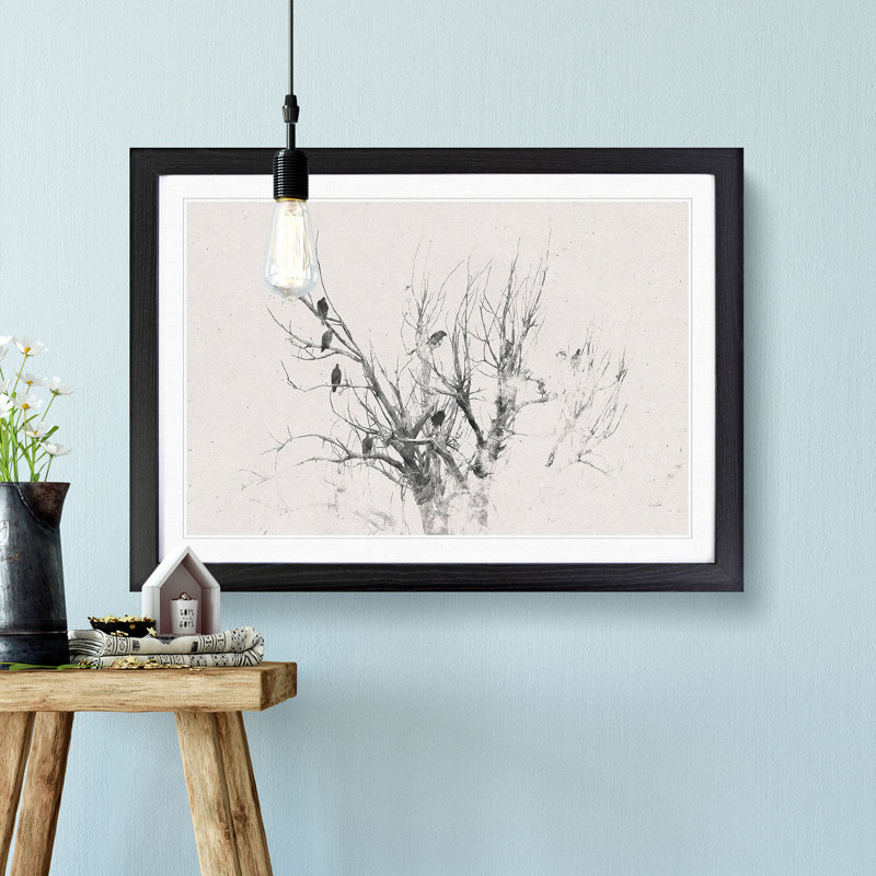 Birds in the Trees - Picture Frame Graphic Art Print, 62cm H x 87cm W x 2cm D, Black Framed