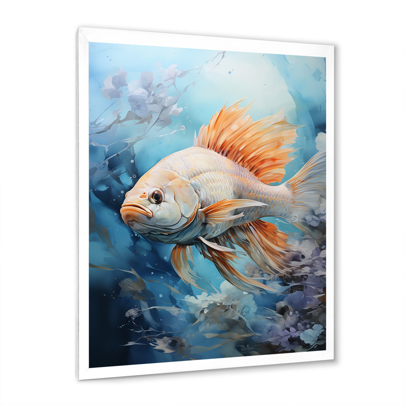 " Fishing Majestic Catch ", 40" H x 30" W x 1.5" D, White Picture Framed
