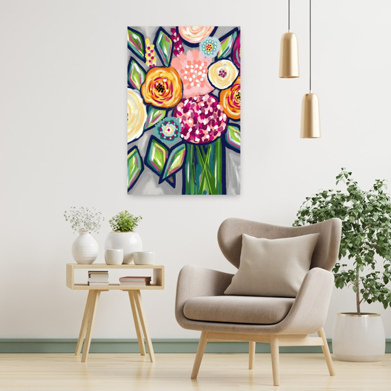 «Spring Mix», art abstrait coloré et audacieux, 36" H x 24" W